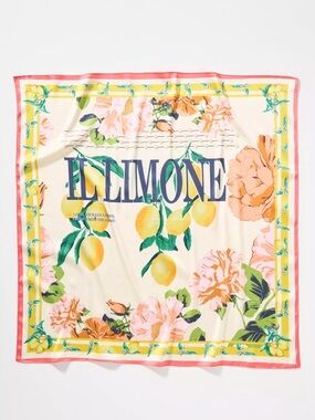 NWT Anthropologie Gardenia Floral Hair Scarf, Set of 2, "Il Limone"